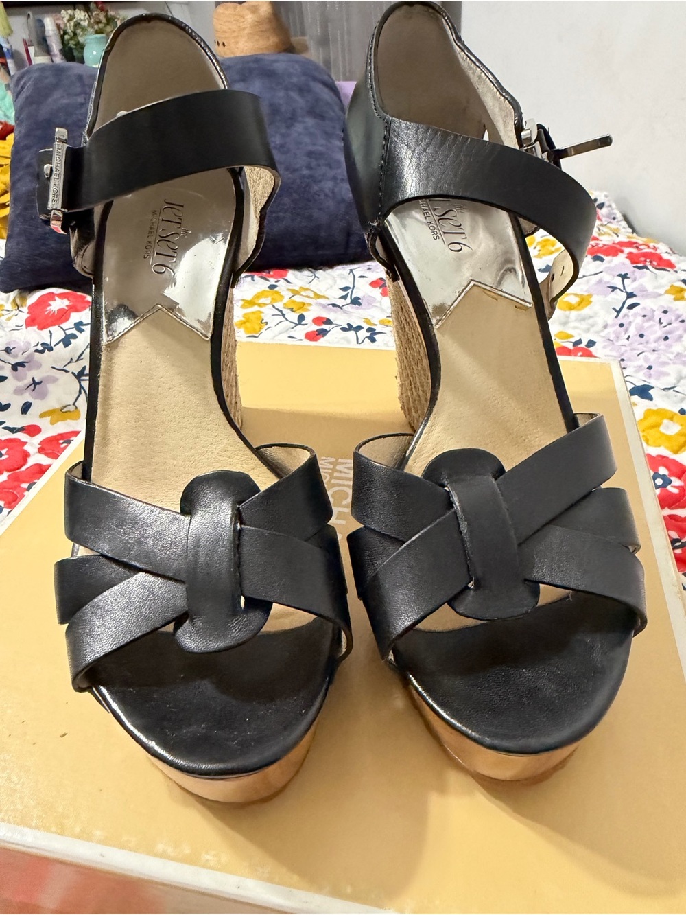 Micheal Kors Stylish Black Wedge Sandals - Women